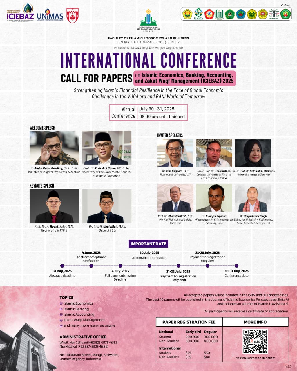 10 Paper Mahasiswa S2 ES UIN KHAS Jember Dipresentasikan di International Conference ICIEBAZ 2025